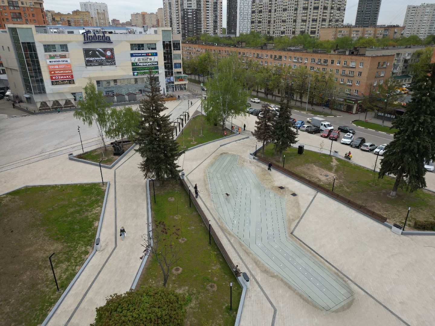 видео с коптера, пушкино, фонтан, благоустройство,