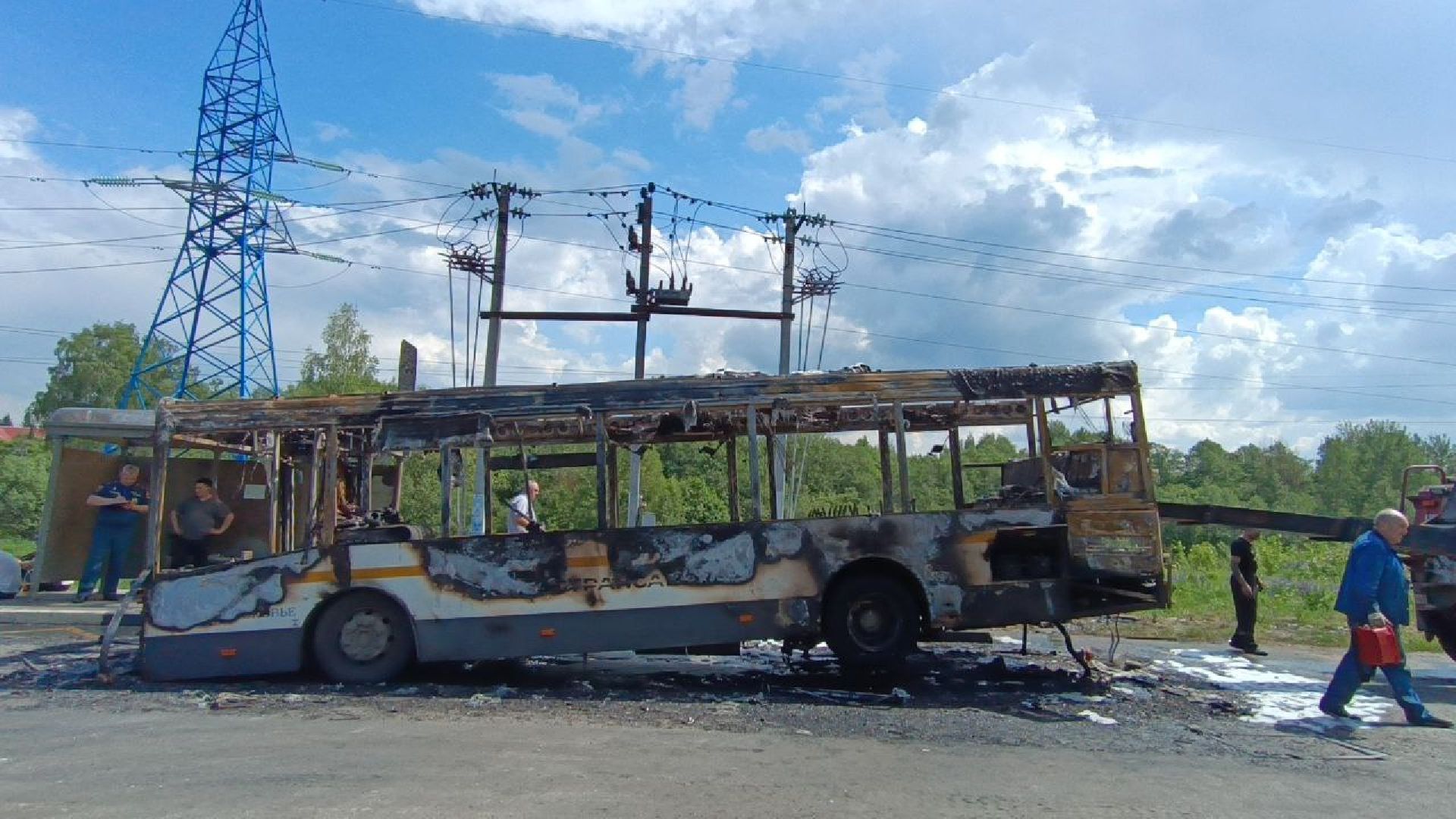 пожар, автобус,