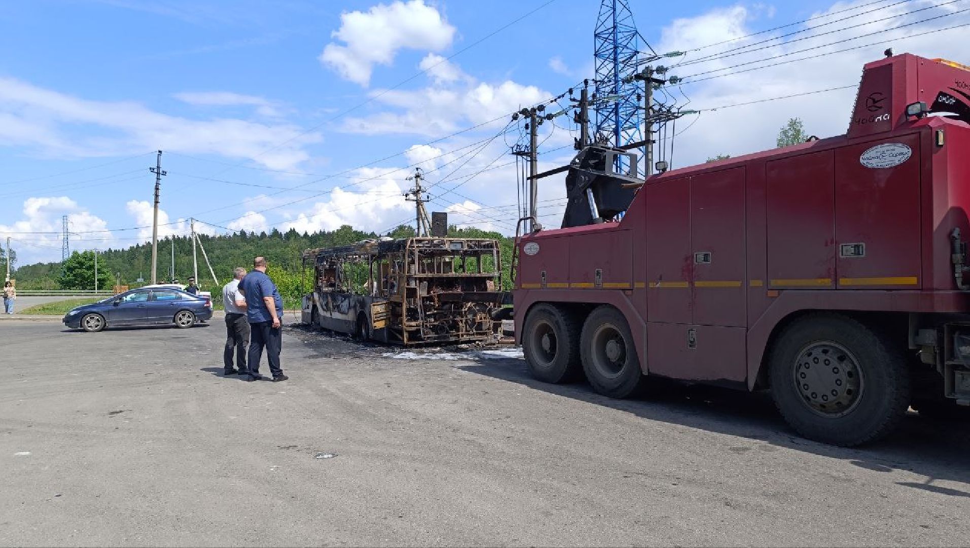 пожар, автобус,