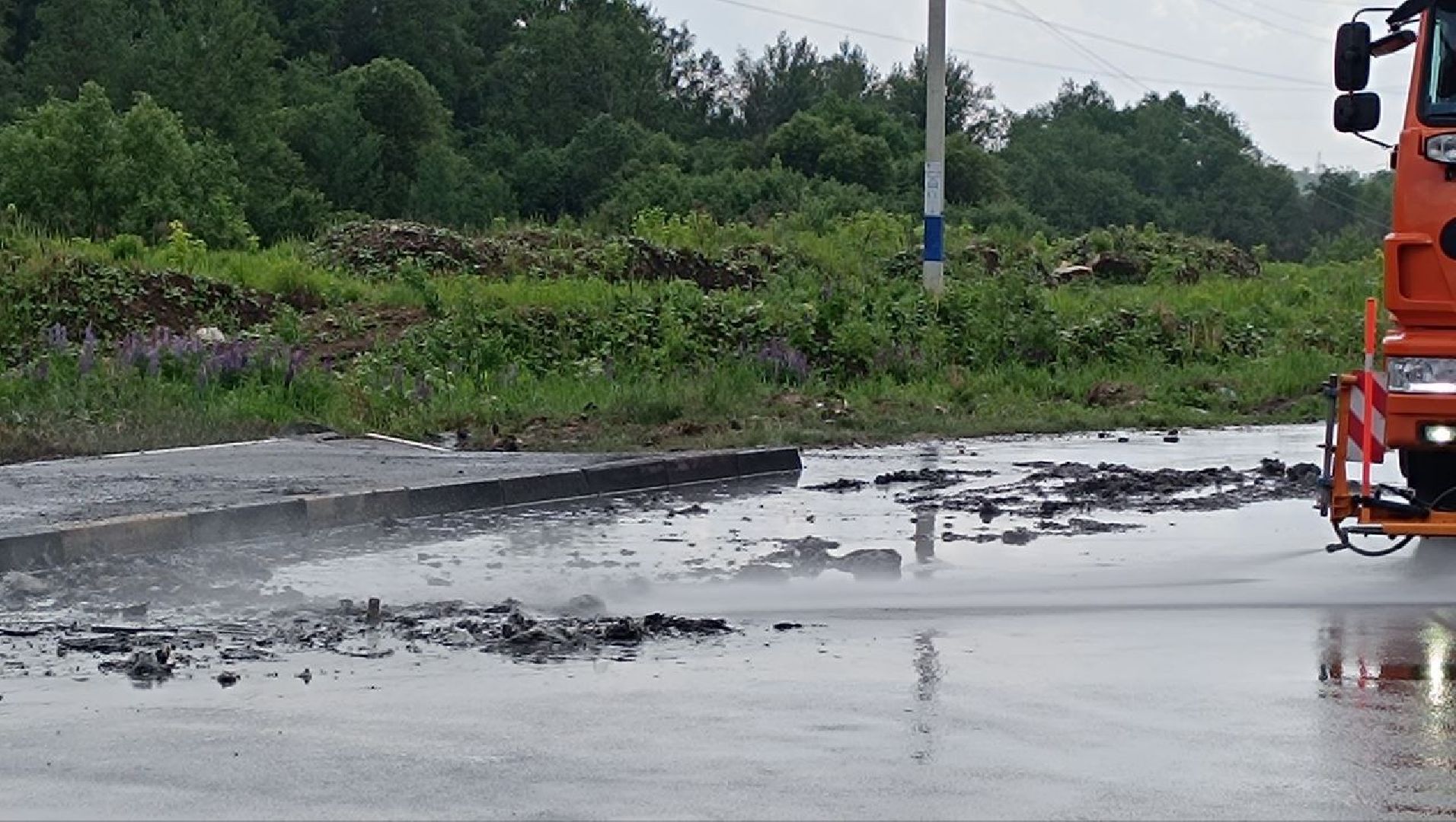 пожар, дорога, автобус,