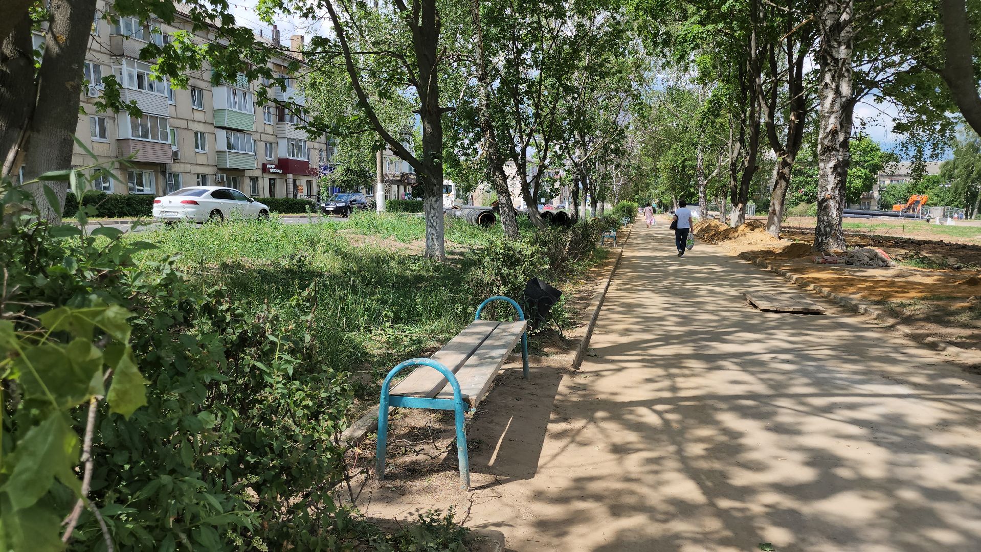 кашира, сквер им генерала белова, благоустройство, теплотрасса, строительные работы, троутар, фонтан, озеленение,