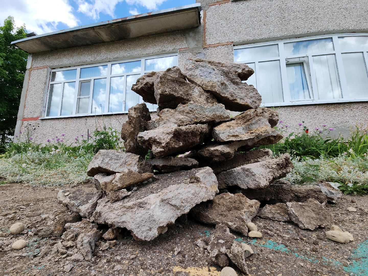 Ремонт, детский сад, орешки, отмостка, Ремонт отмостки, руза, рузский городской округ,