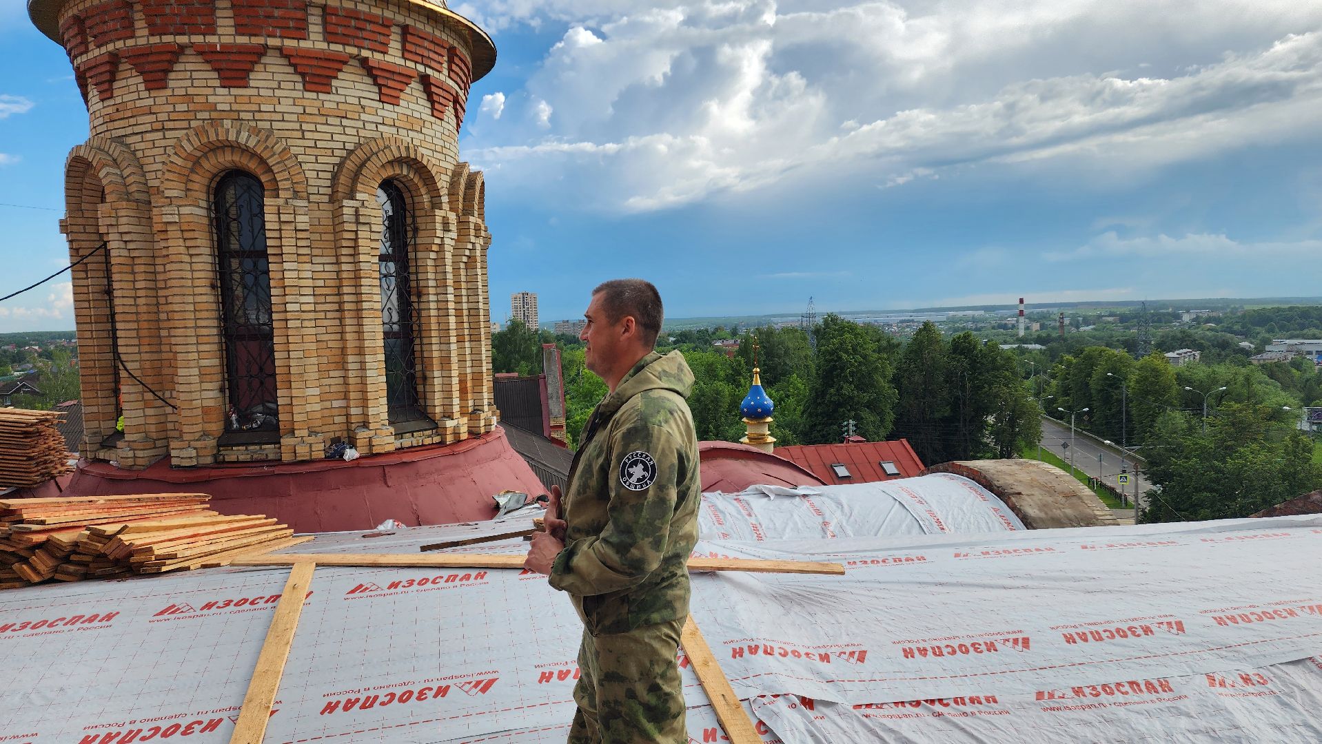 Промышленный альпинист, Собор, Благоустройство, Домодедово, Подмосковье, Альпинизм, Помощь храму, доброе дело,