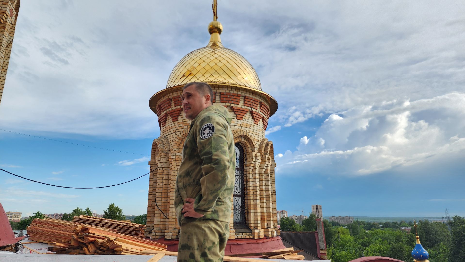 Промышленный альпинист, Собор, Благоустройство, Домодедово, Подмосковье, Альпинизм, Помощь храму, доброе дело,