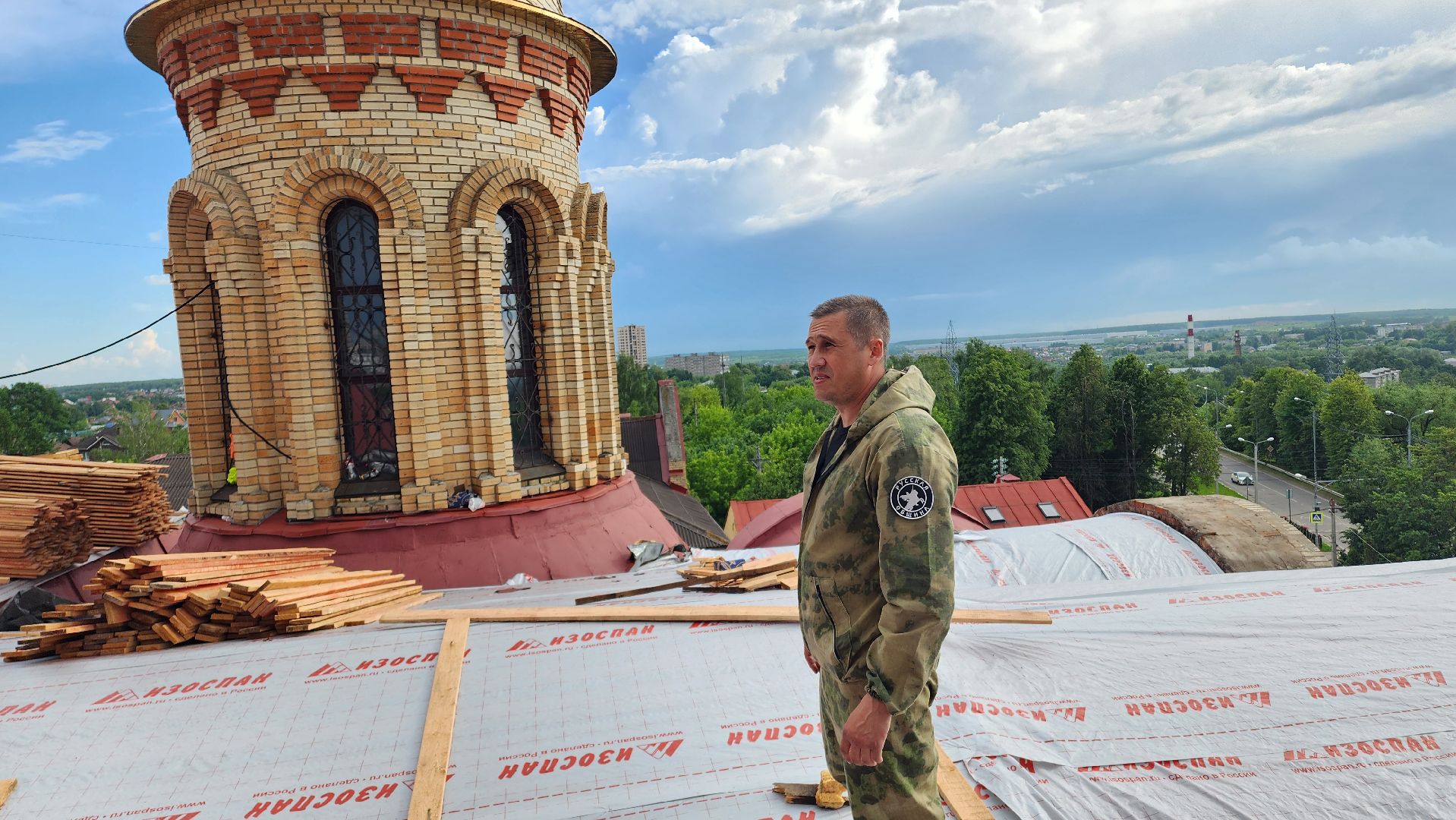 Промышленный альпинист, Собор, Благоустройство, Домодедово, Подмосковье, Альпинизм, Помощь храму, доброе дело,