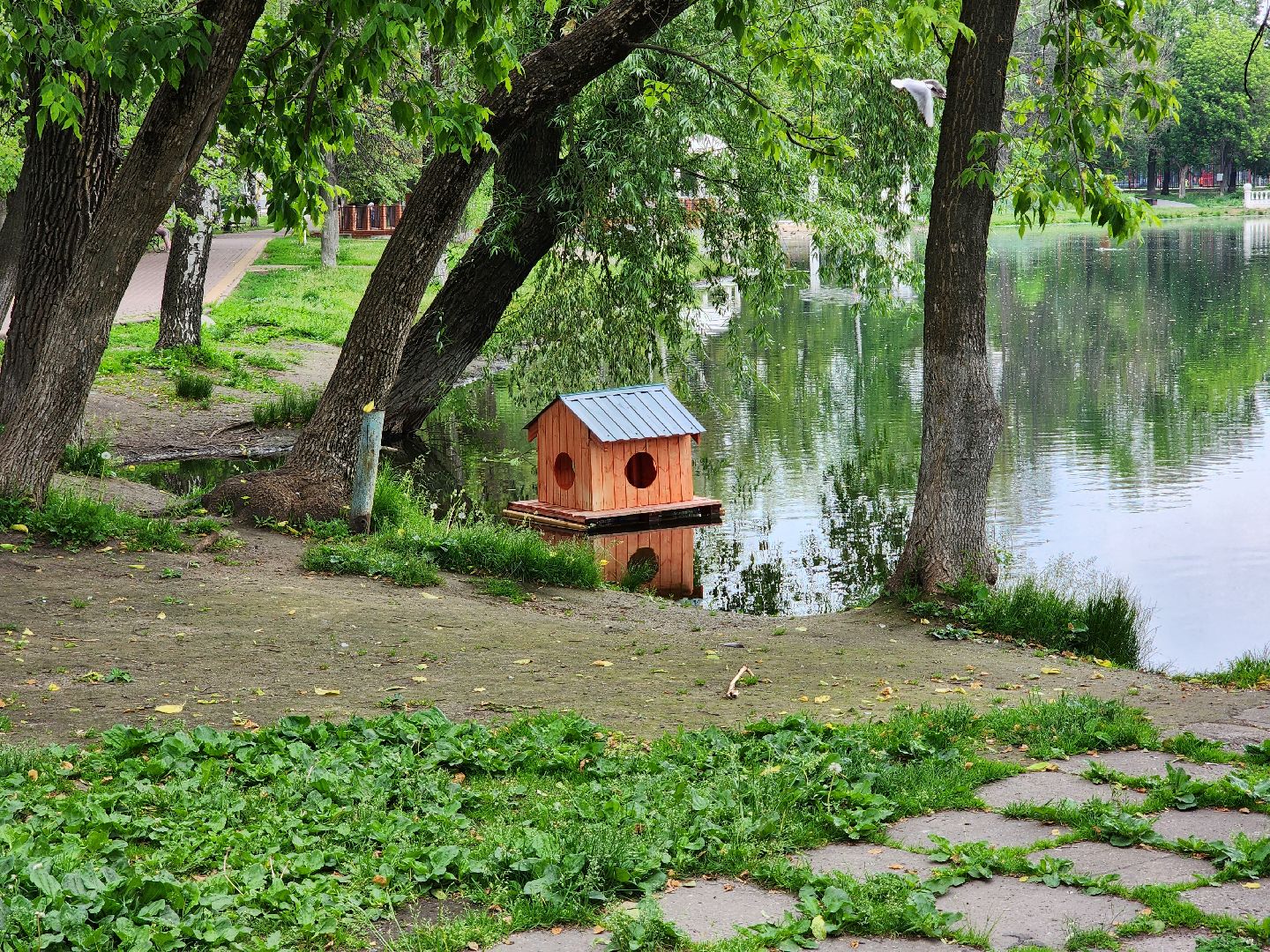раменское, благоустройство,домик для уток на озере Пионер,