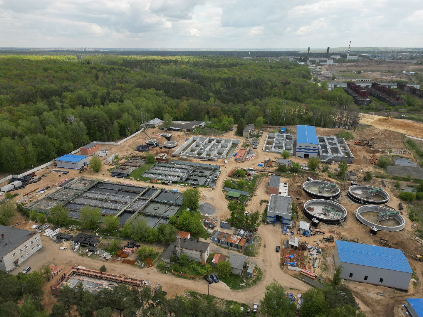 видео с коптера, очистные, лыткарино,