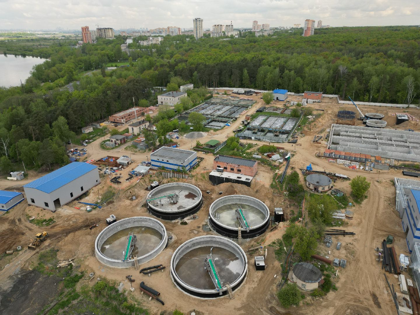 видео с коптера, очистные, лыткарино,