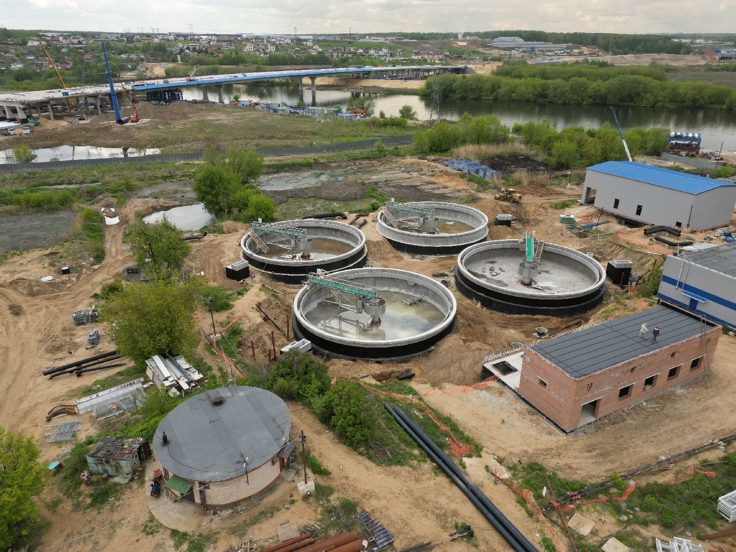 видео с коптера, очистные, лыткарино,