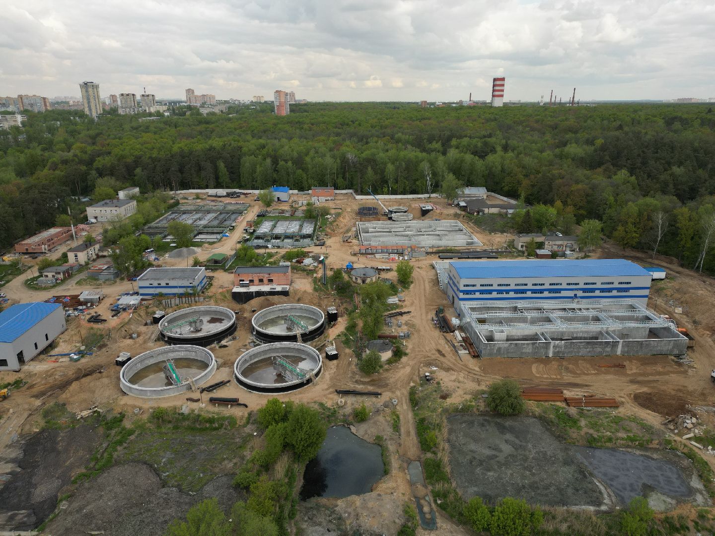 видео с коптера, очистные, лыткарино,