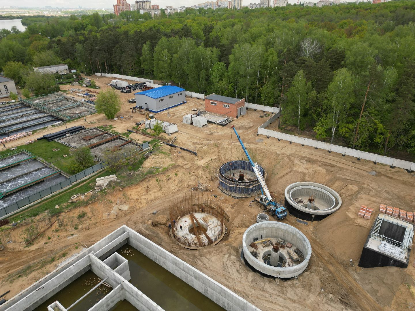 видео с коптера, очистные, лыткарино,