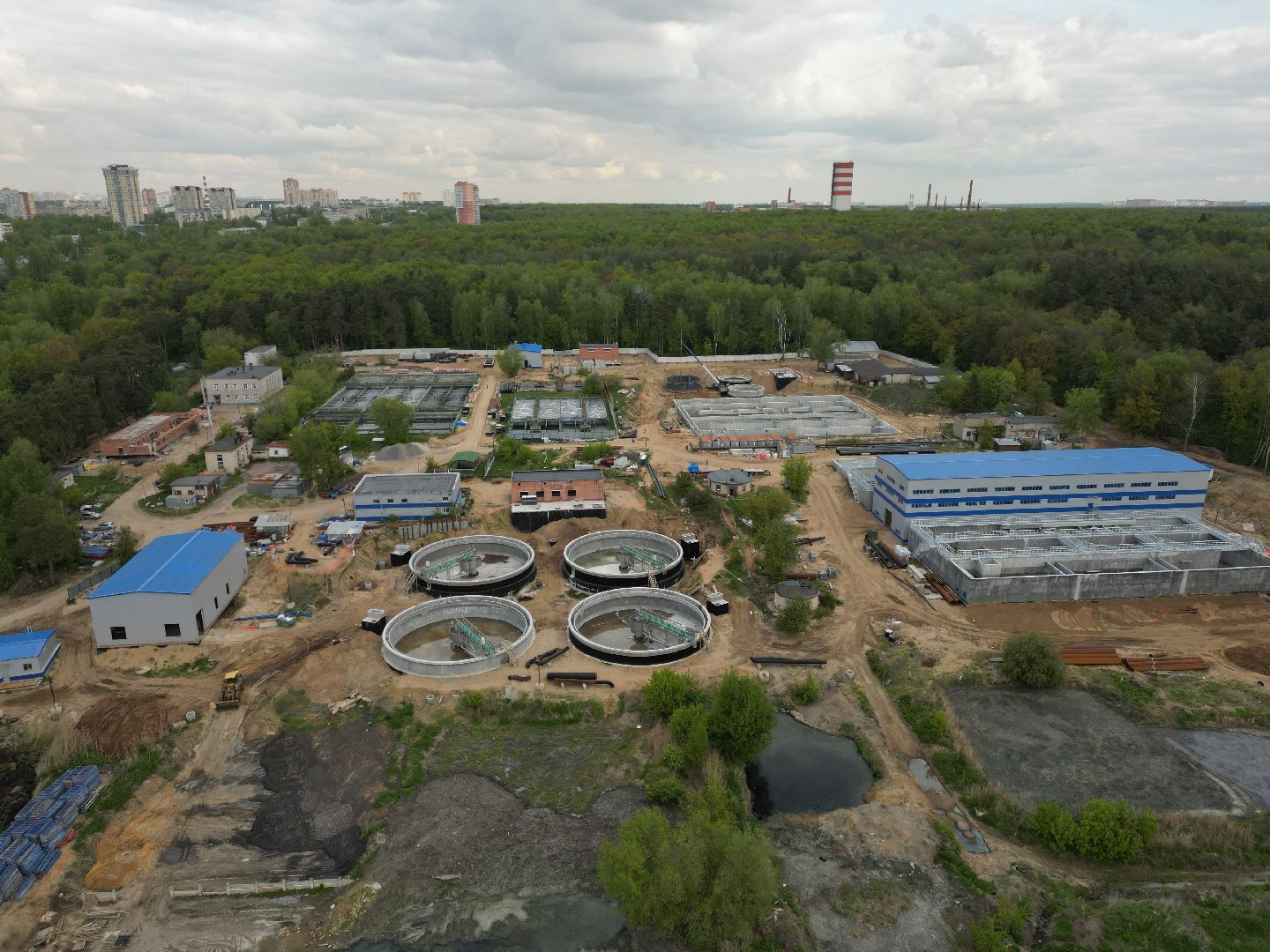 видео с коптера, очистные, лыткарино,