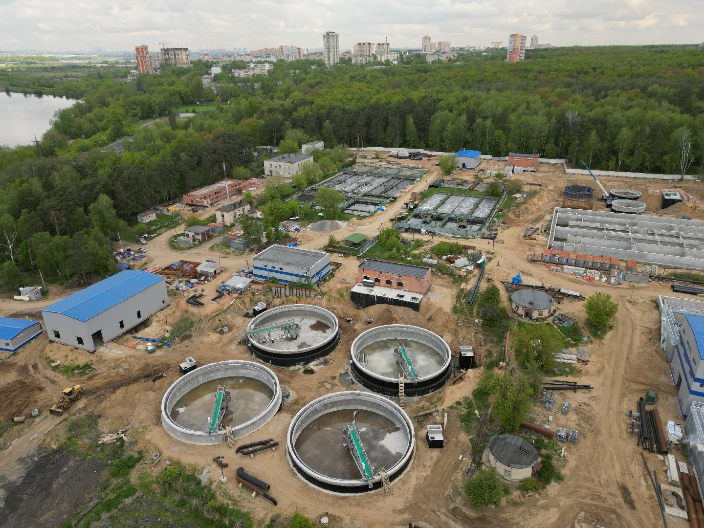 видео с коптера, очистные, лыткарино,