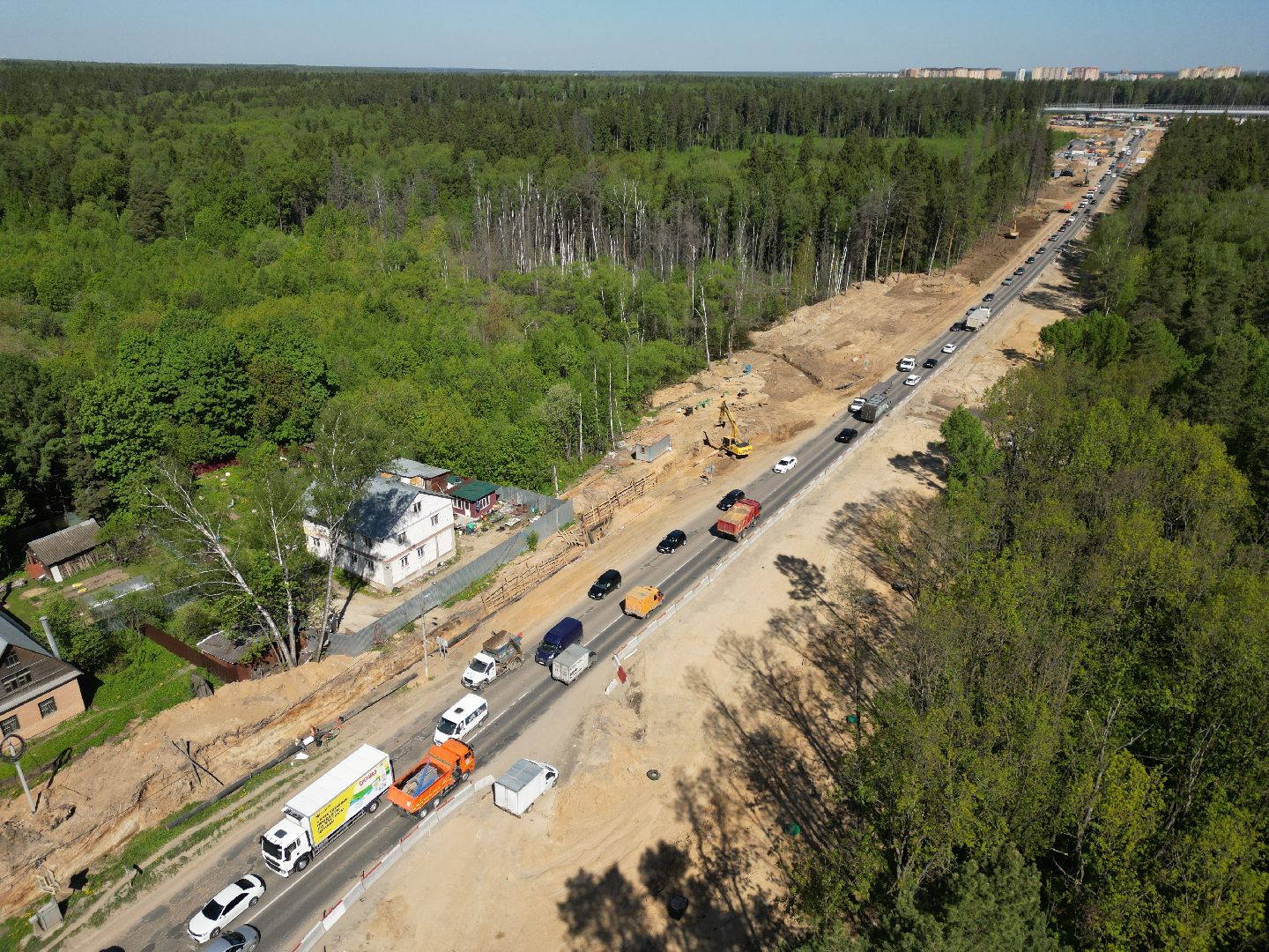 видео с коптера, дорога, шоссе, мытищи,