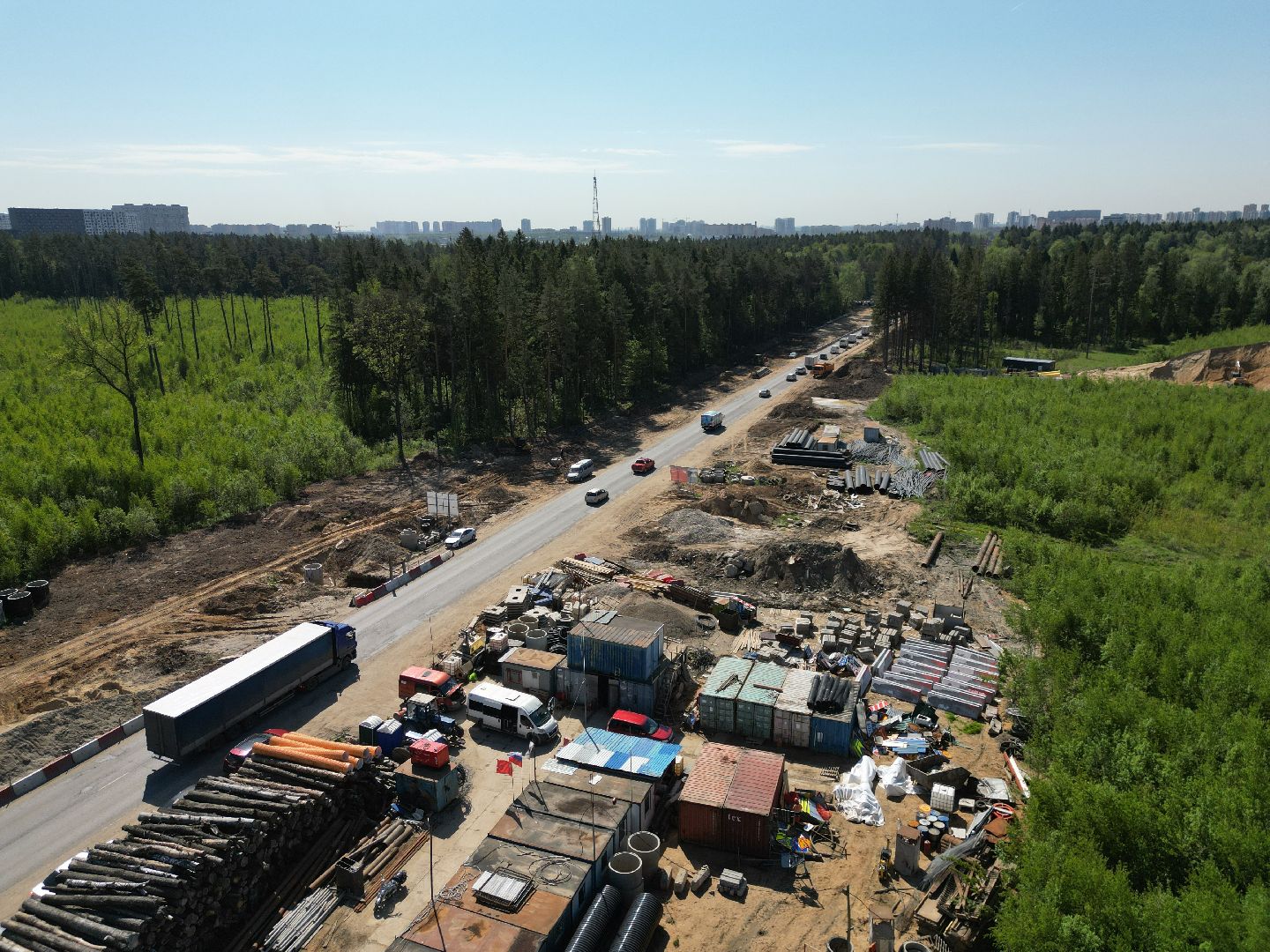 видео с коптера, дорога, шоссе, мытищи,