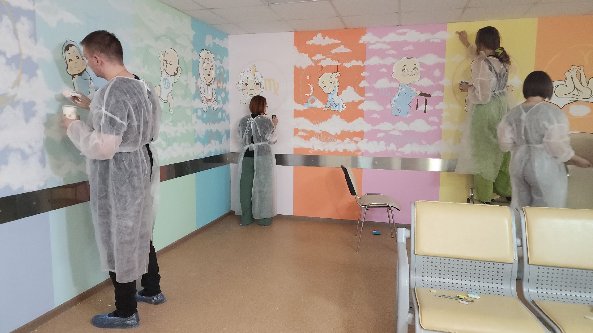 пушкино, больница, роспись, студенты, дети и родители, перинатальный центр, мультфильмы,
