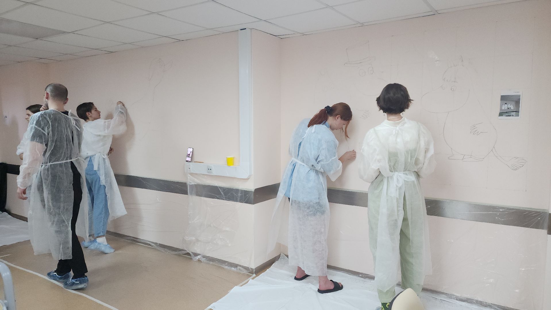 пушкино, больница, роспись, студенты, дети и родители, перинатальный центр, мультфильмы,