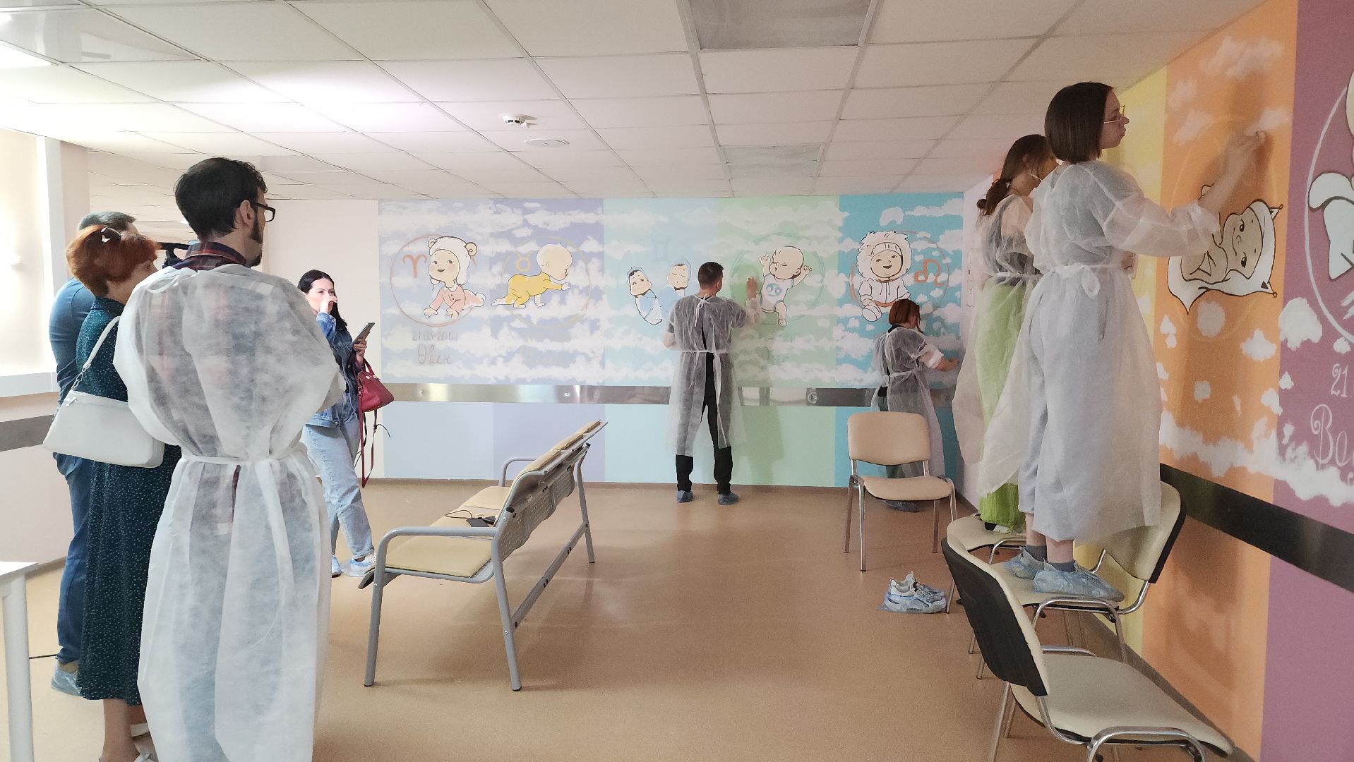 пушкино, больница, роспись, студенты, дети и родители, перинатальный центр, мультфильмы,