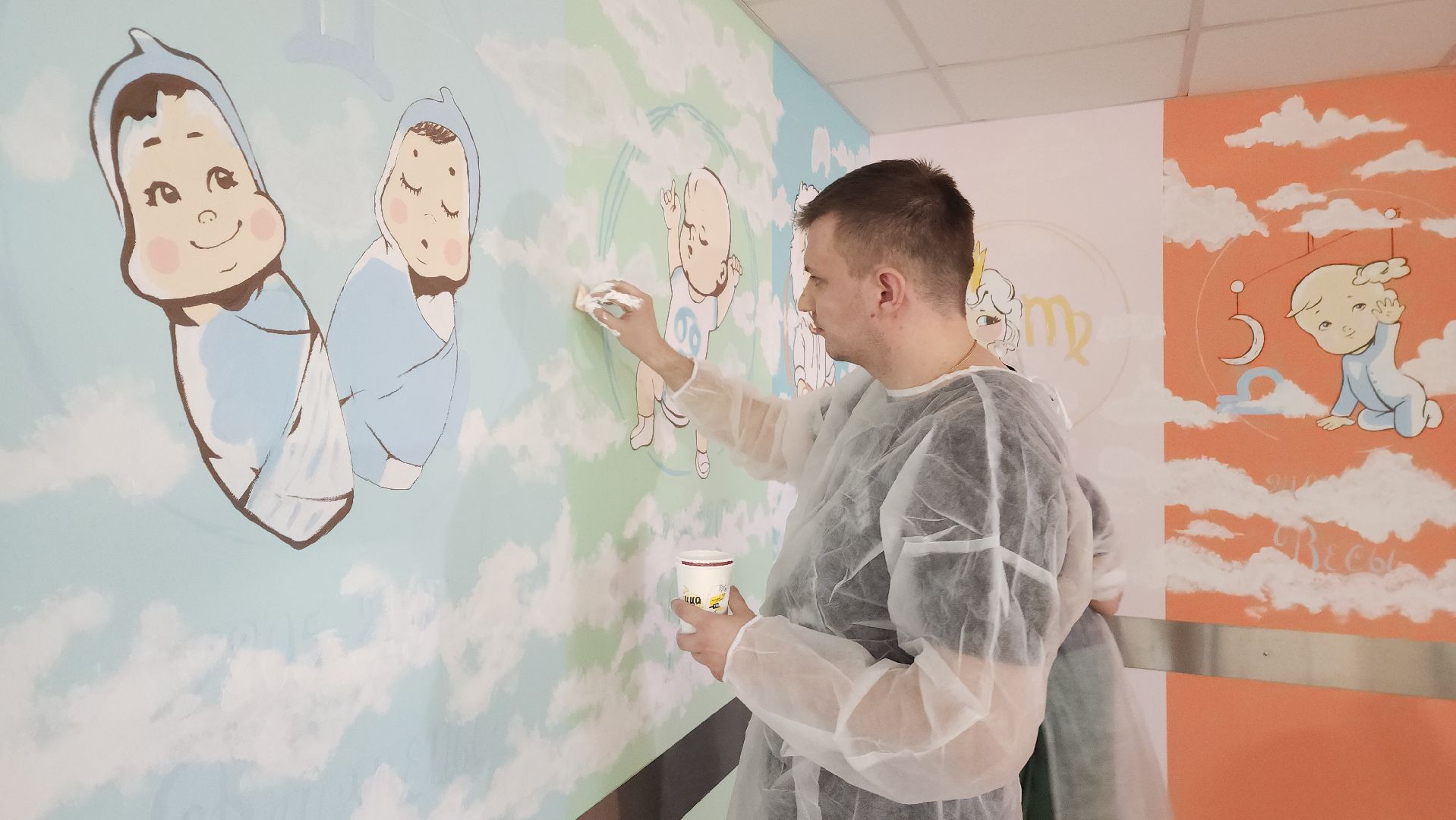 пушкино, больница, роспись, студенты, дети и родители, перинатальный центр, мультфильмы,