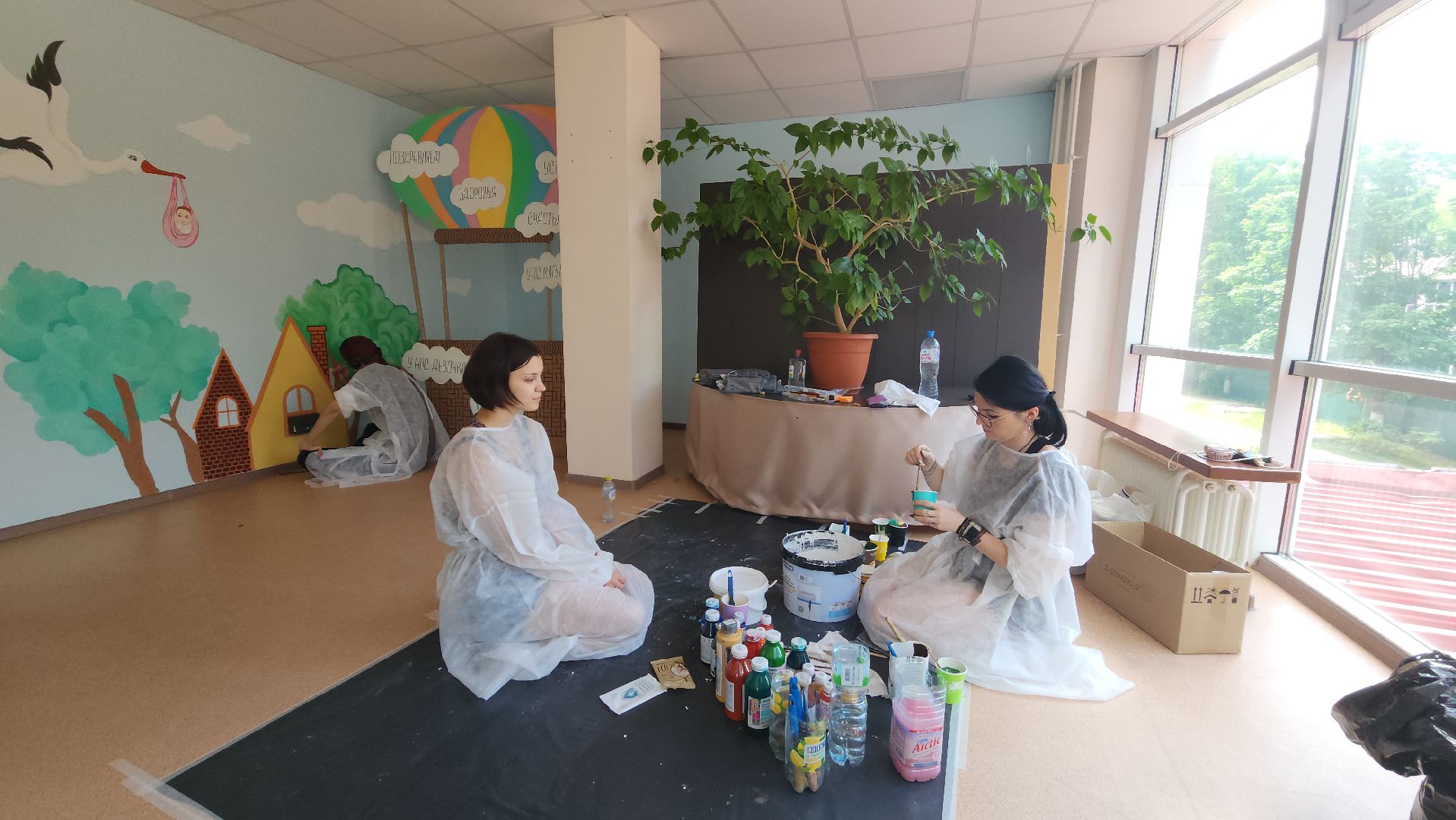 пушкино, больница, роспись, студенты, дети и родители, перинатальный центр, мультфильмы,