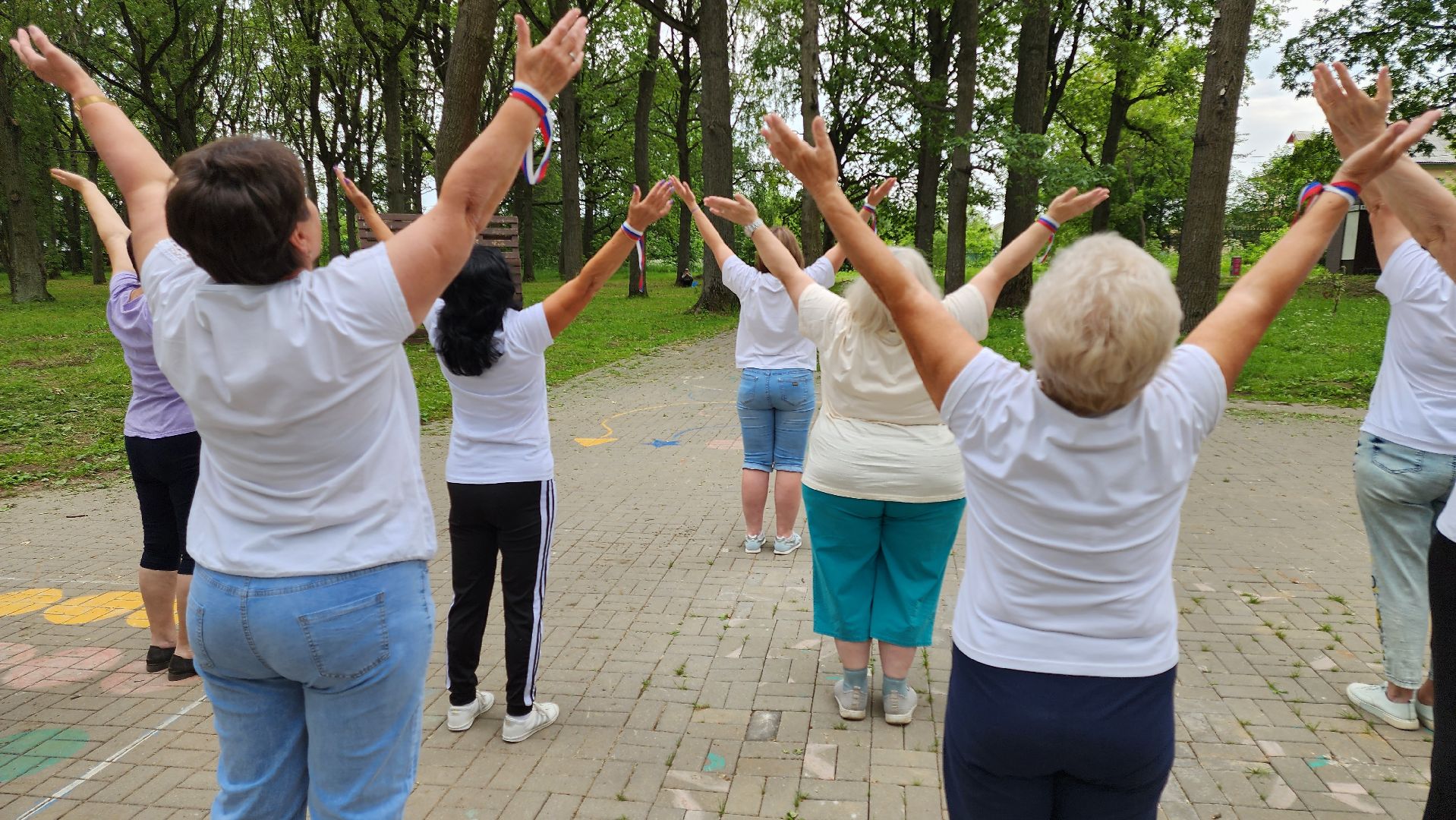 кашира, ожерелье, активное долголетие, флешмоб, танец, день россии, флаг россии,