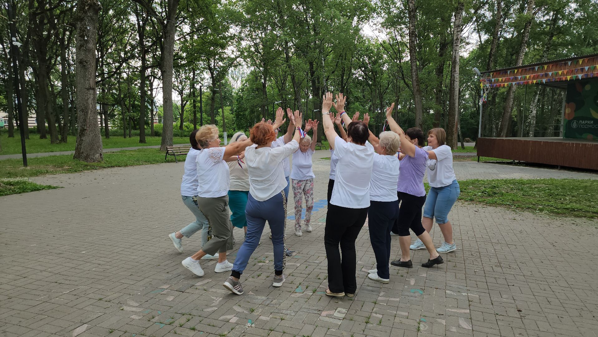 кашира, ожерелье, активное долголетие, флешмоб, танец, день россии, флаг россии,