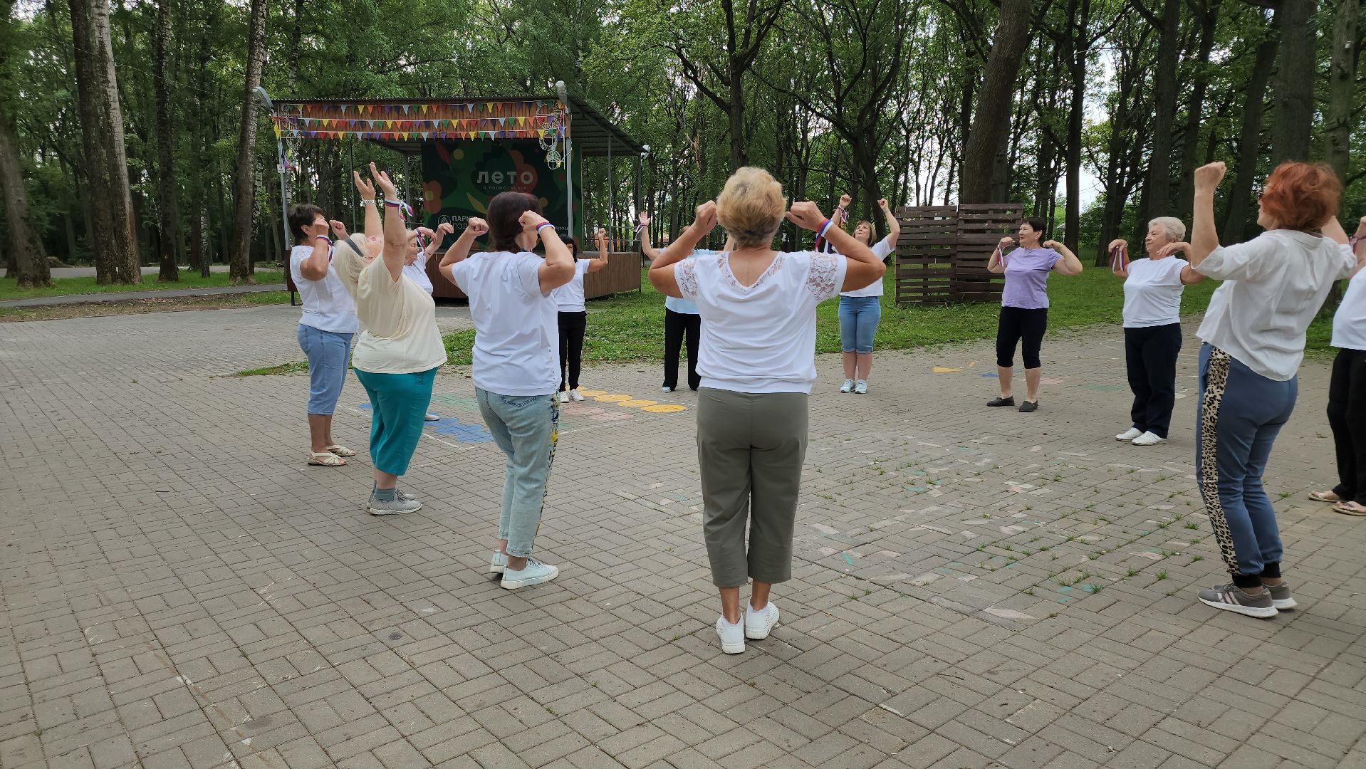 кашира, ожерелье, активное долголетие, флешмоб, танец, день россии, флаг россии,