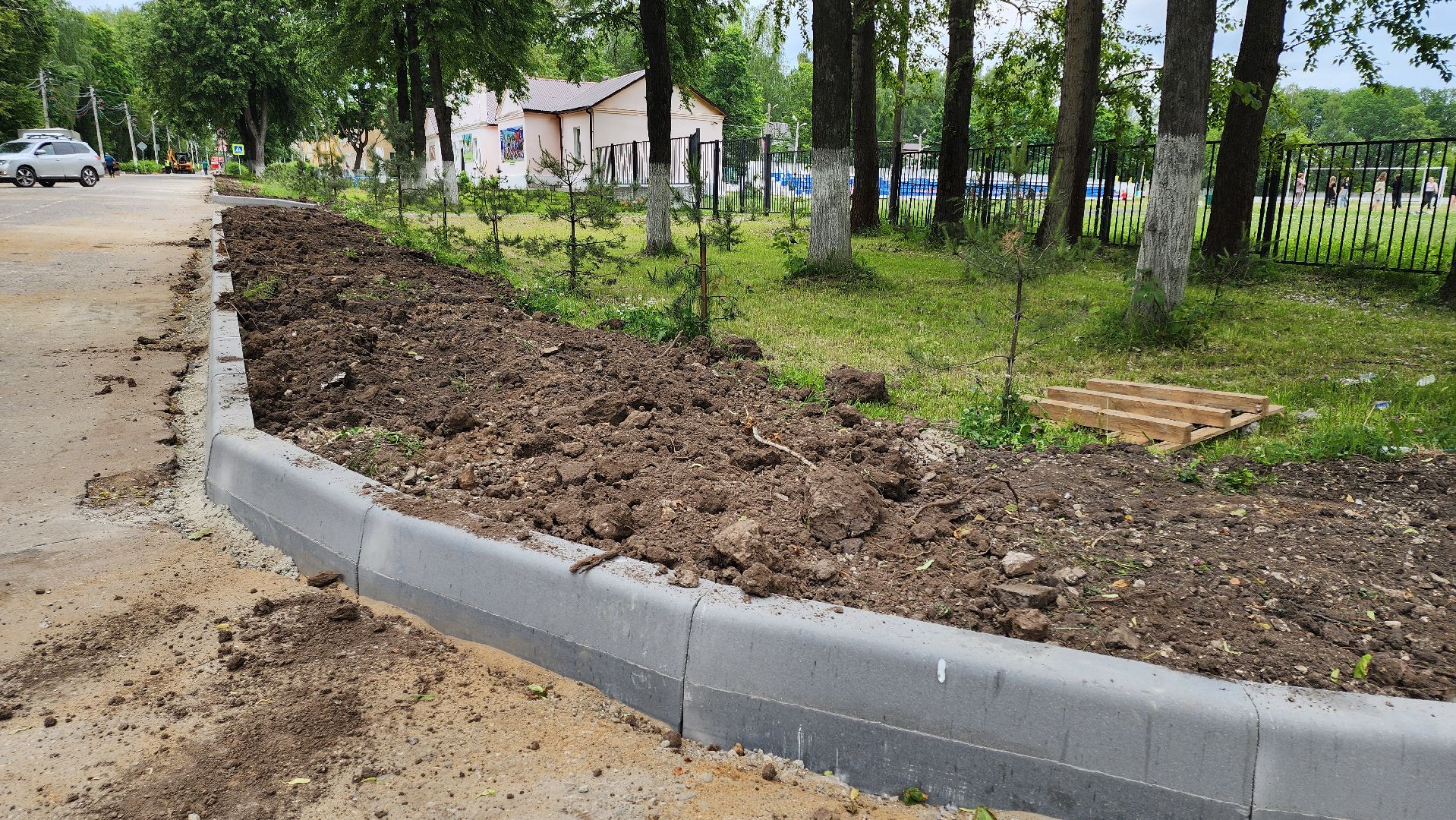кашира, ожерелье, улица советская, ремонт дороги, бортовой камень, бордюры, парк дубовая роща,