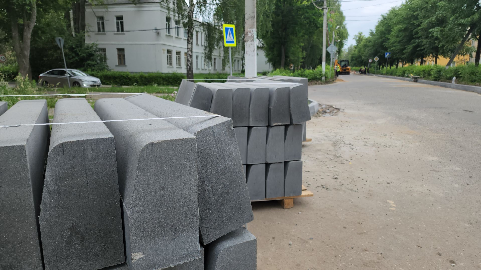 кашира, ожерелье, улица советская, ремонт дороги, бортовой камень, бордюры, парк дубовая роща,
