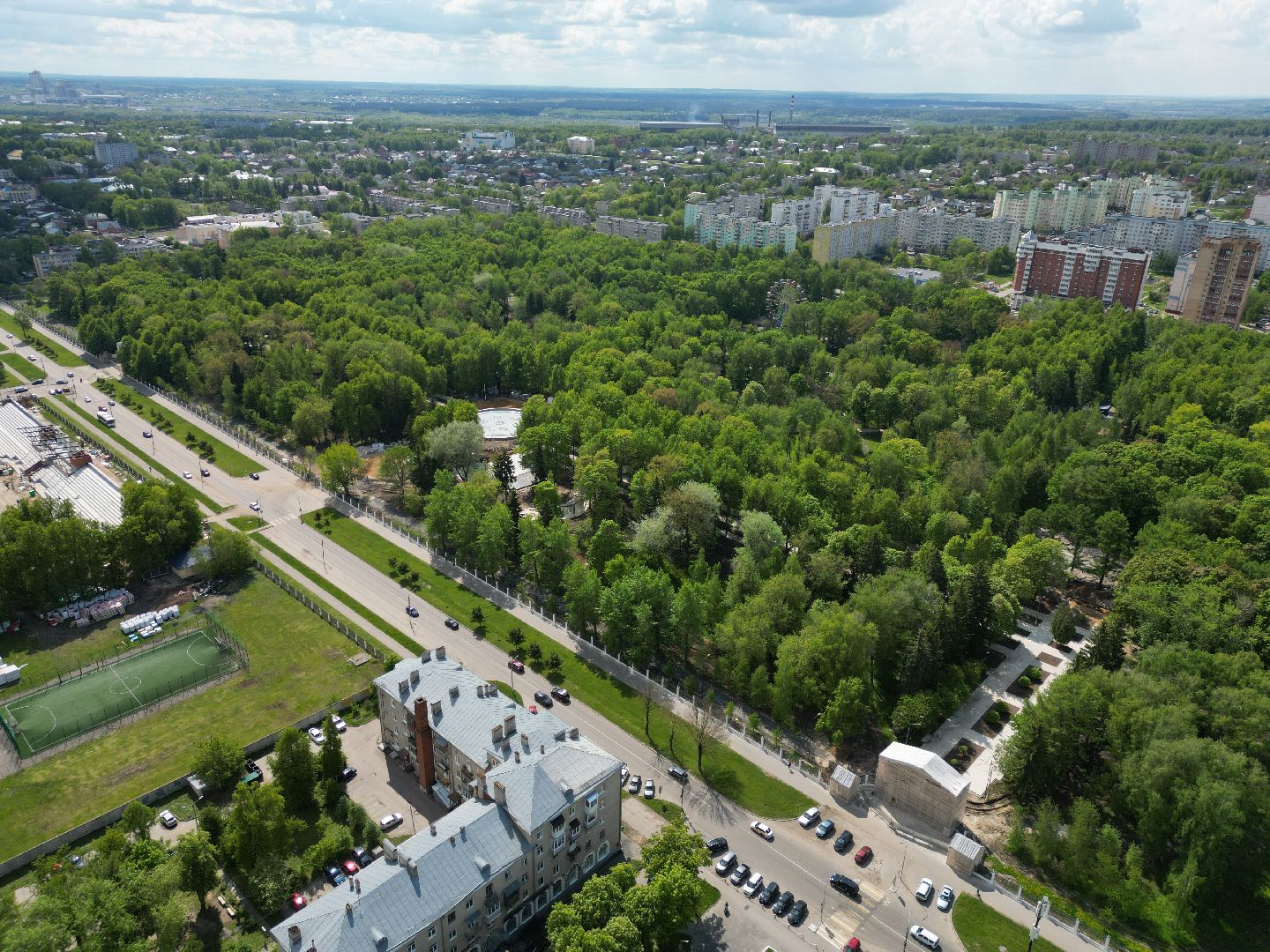 видео с коптера, коломна, парк,
