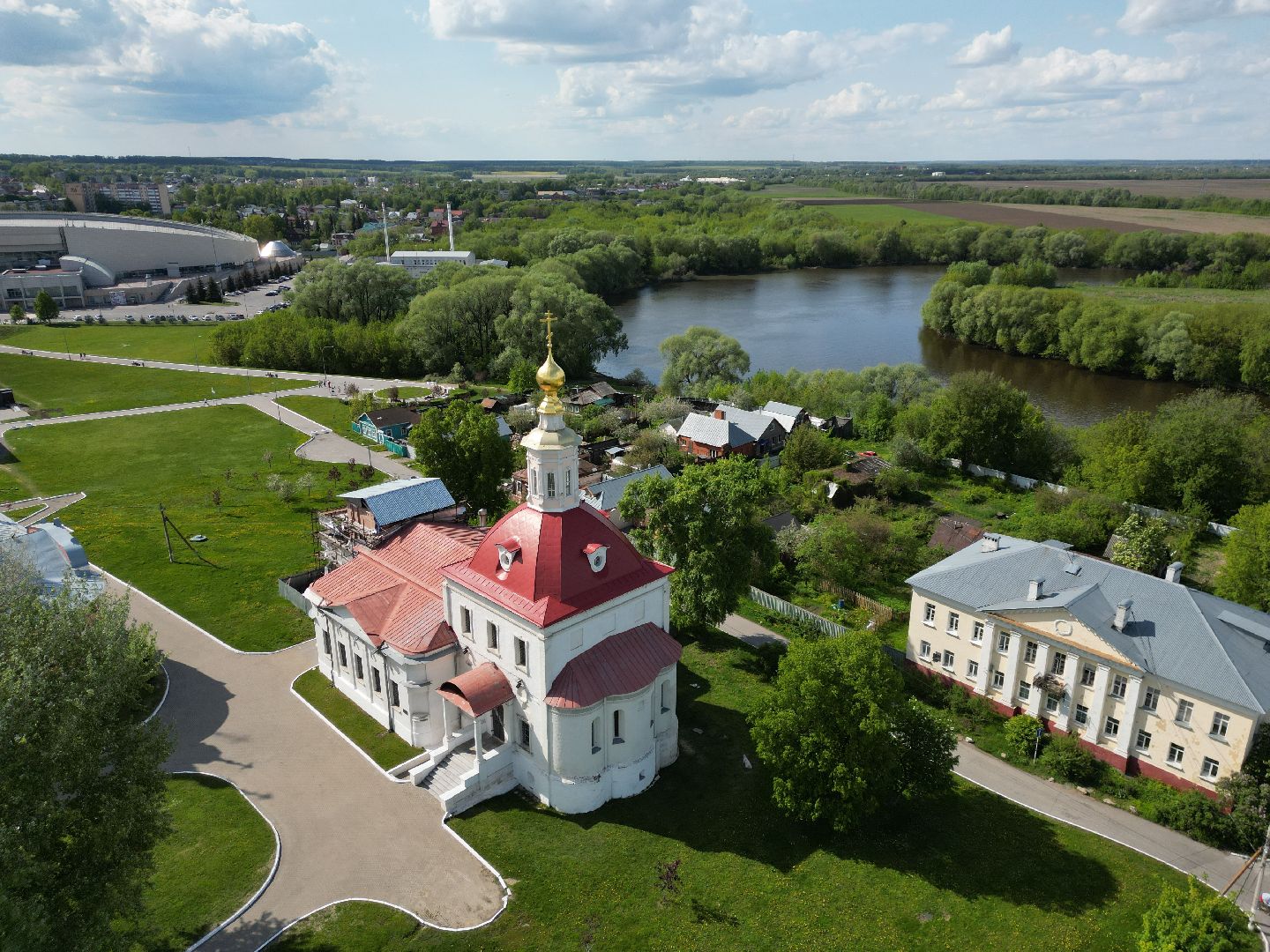 видео с коптера, коломна, храм,