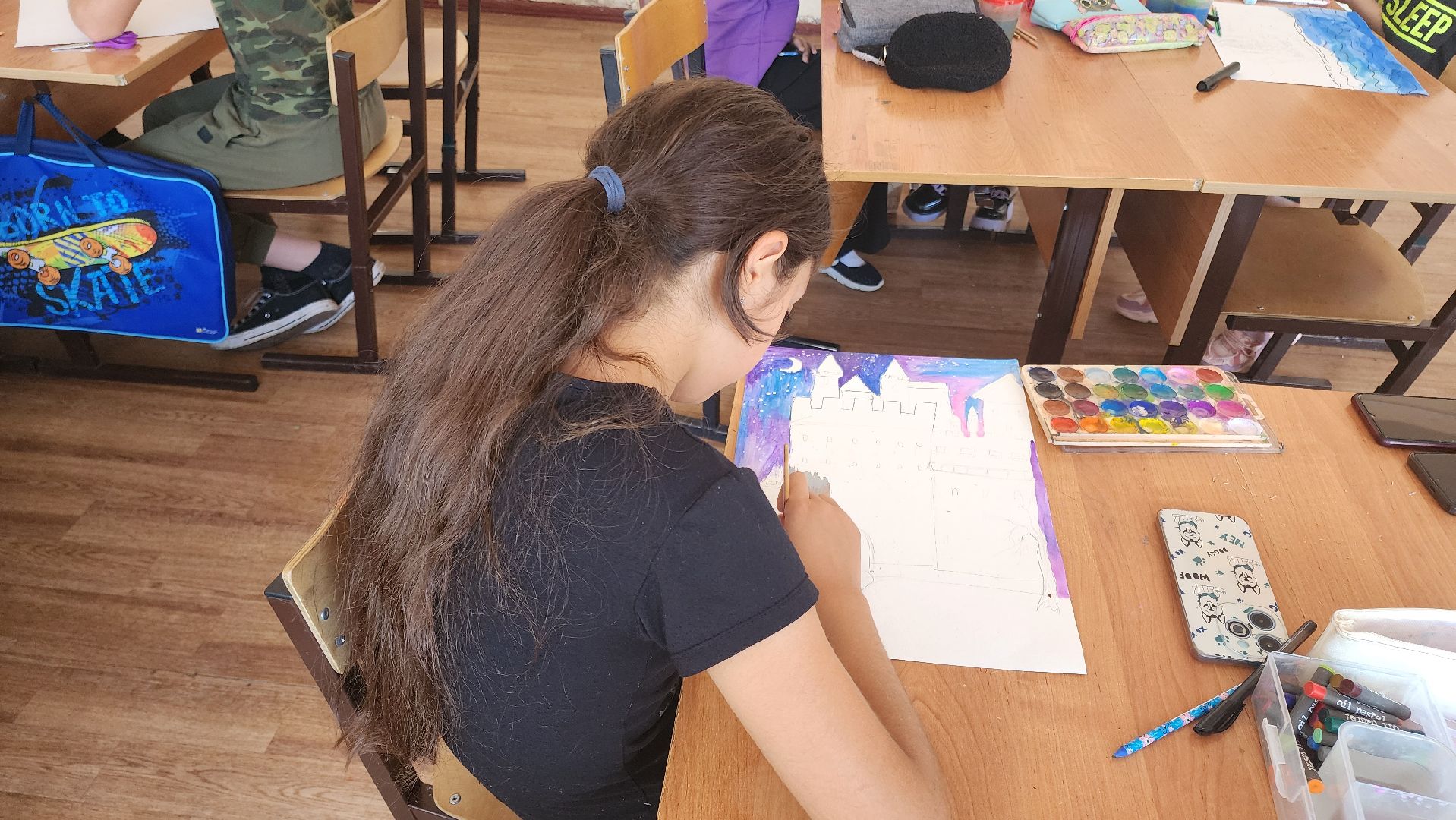 кашира, школа 1, детский лагерь, школьный лагерь, акварельки, рисование, изобразительное искусство, история искусства,