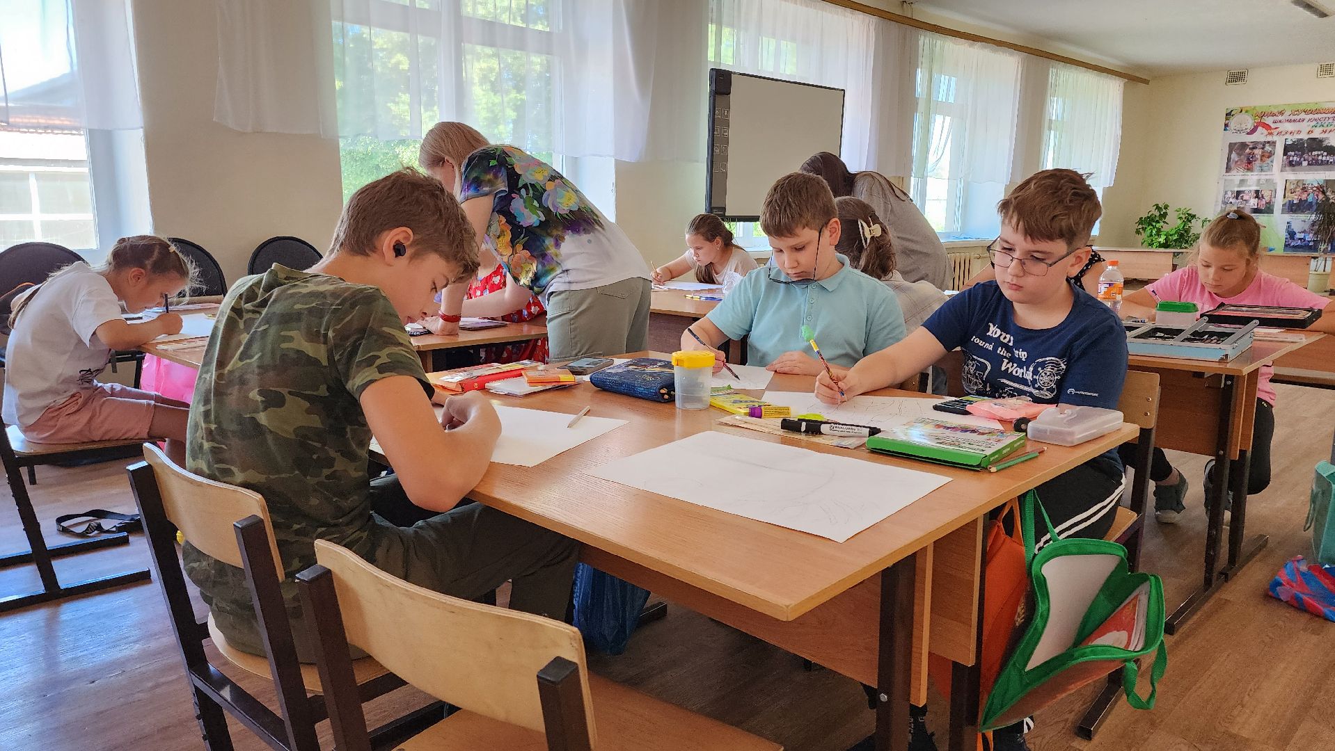 кашира, школа 1, детский лагерь, школьный лагерь, акварельки, рисование, изобразительное искусство, история искусства,