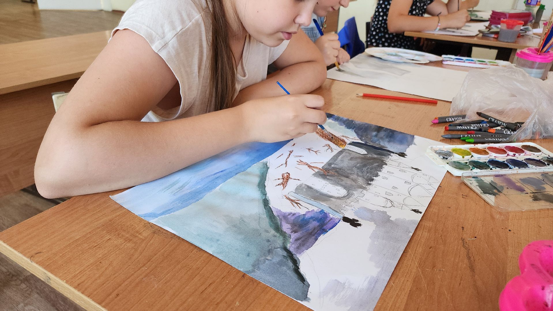 кашира, школа 1, детский лагерь, школьный лагерь, акварельки, рисование, изобразительное искусство, история искусства,