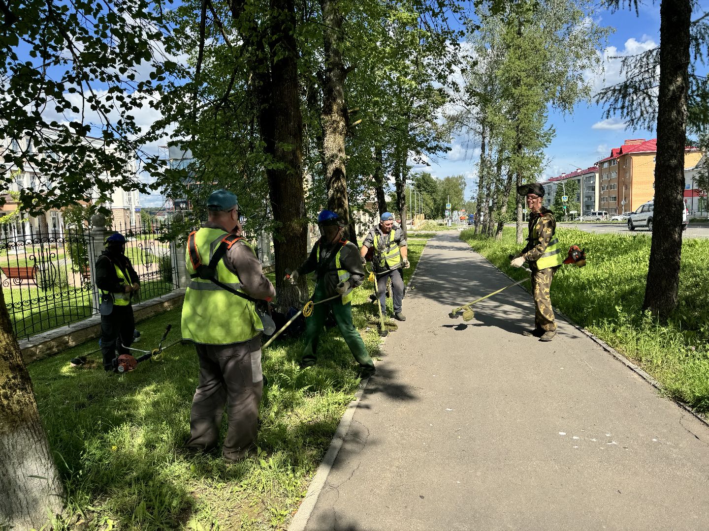 шаховская, трава, покос травы, коммунальная служба,