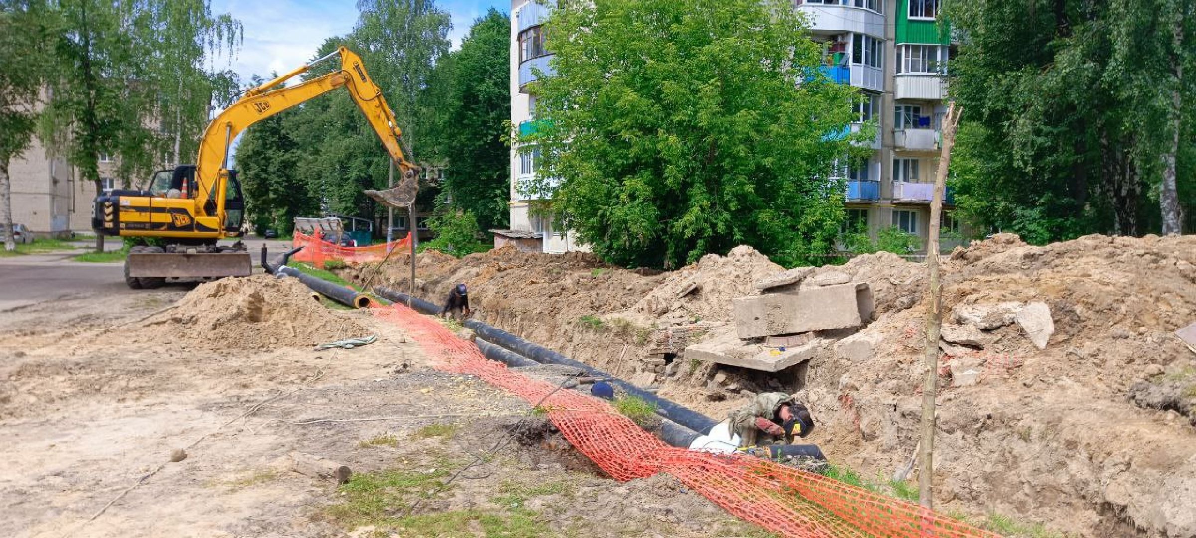 Талдом, Запрудня, Ремонт теплосетей,