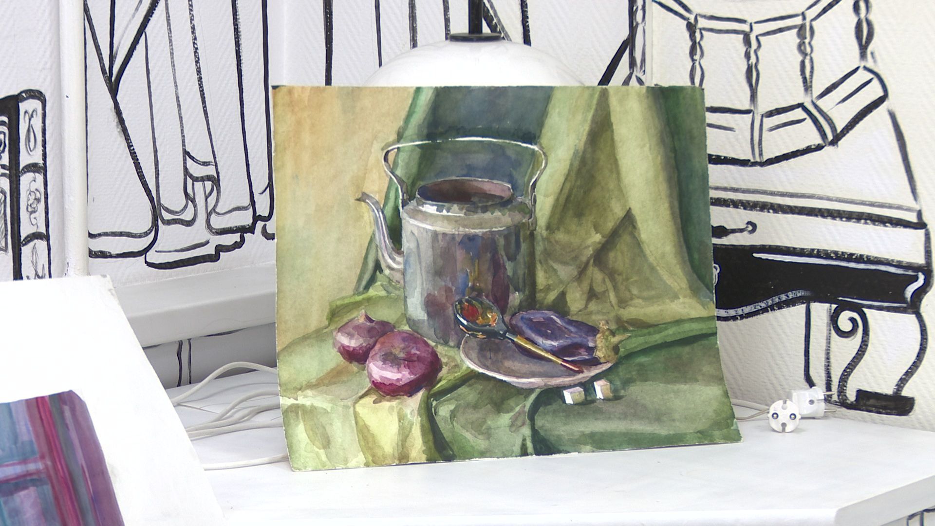 Реутов, библиотека, художник, картины, выставка, акварель, карандаш,