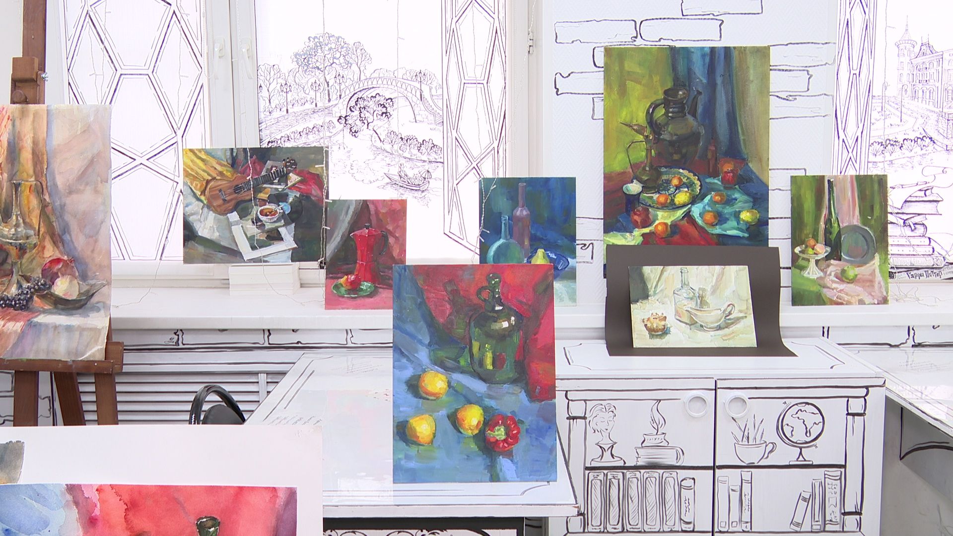 Реутов, библиотека, художник, картины, выставка, акварель, карандаш,