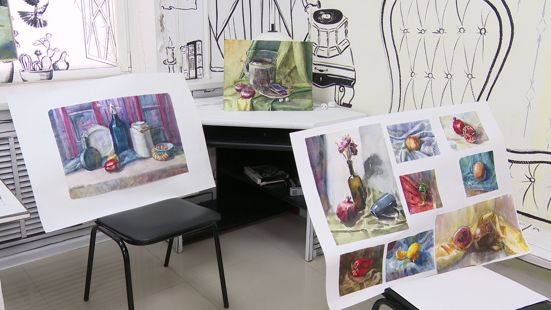 Реутов, библиотека, художник, картины, выставка, акварель, карандаш,