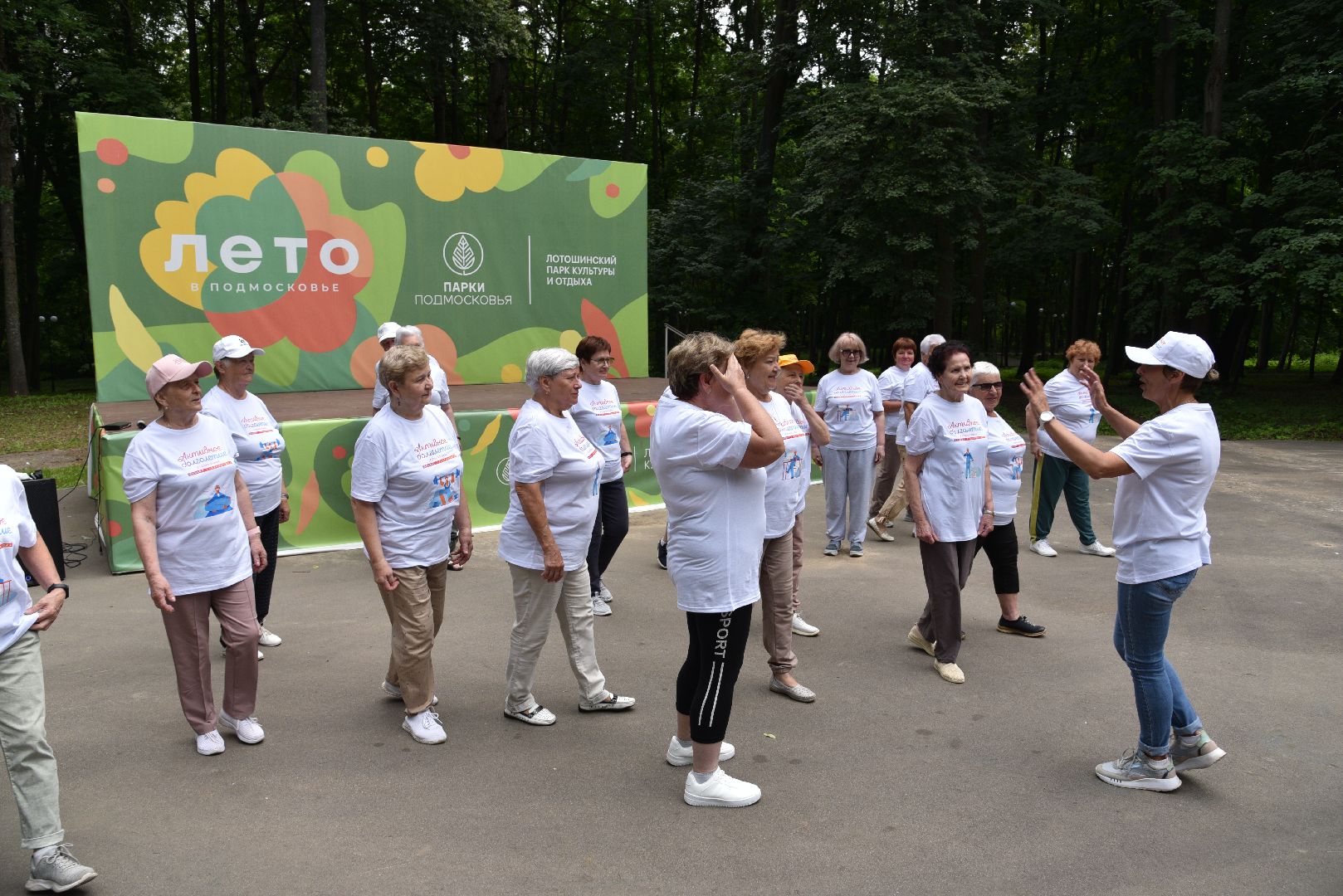 лотошино, лотошинский парк, активное долголетие, зарядка долголетов, парки подмосковья,