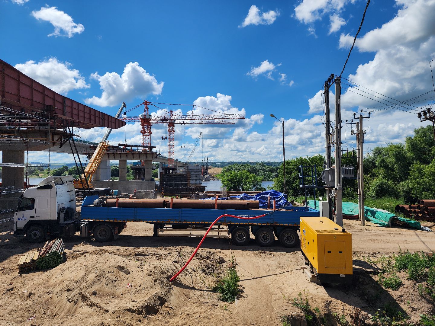 серпухов, мост через Оку, строительство моста, трасса М2, мост имени подольских курсантов, надвижка пролета,