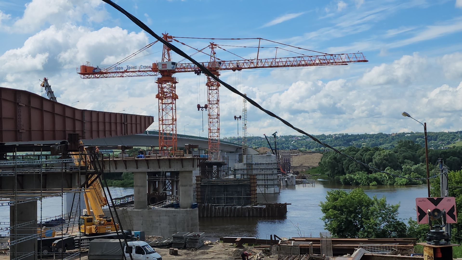 серпухов, мост через Оку, строительство моста, трасса М2, мост имени подольских курсантов, надвижка пролета,