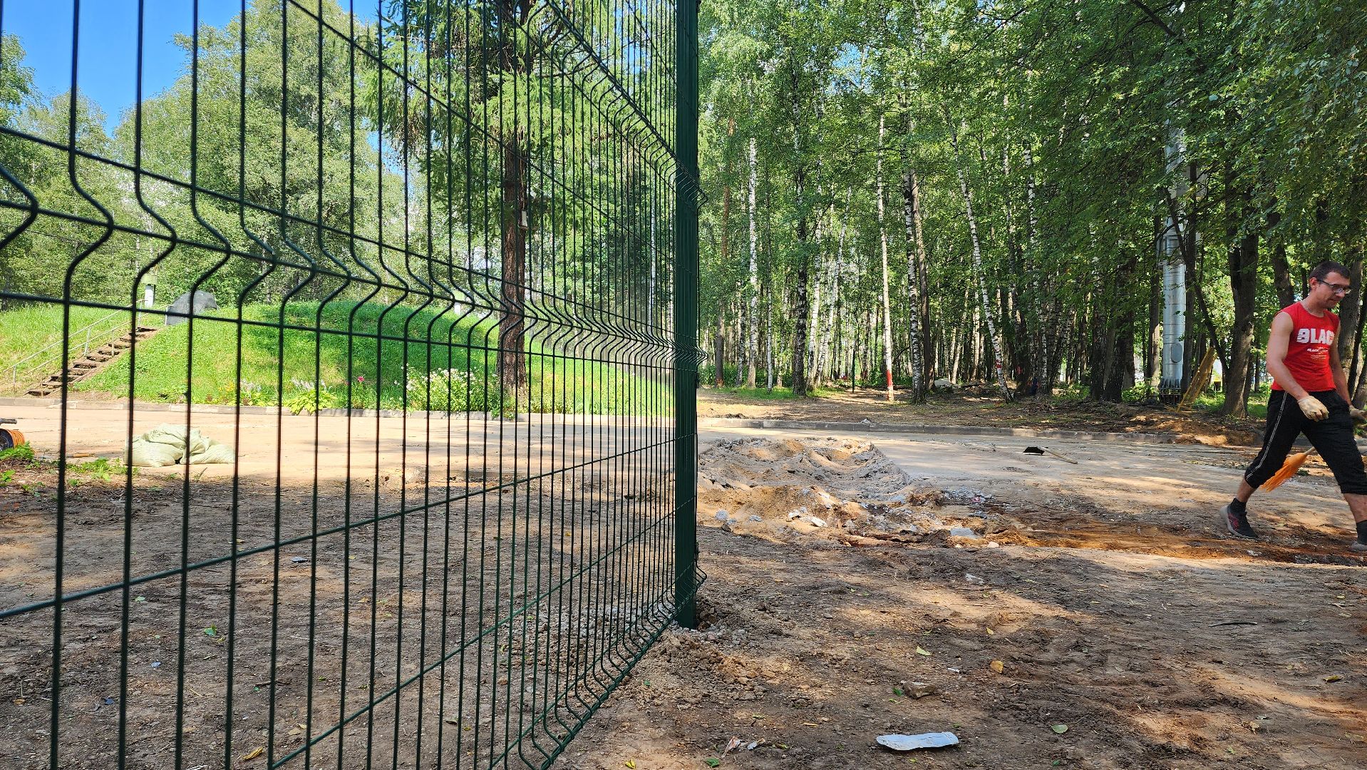 Парк, Установка забора, Лобня,