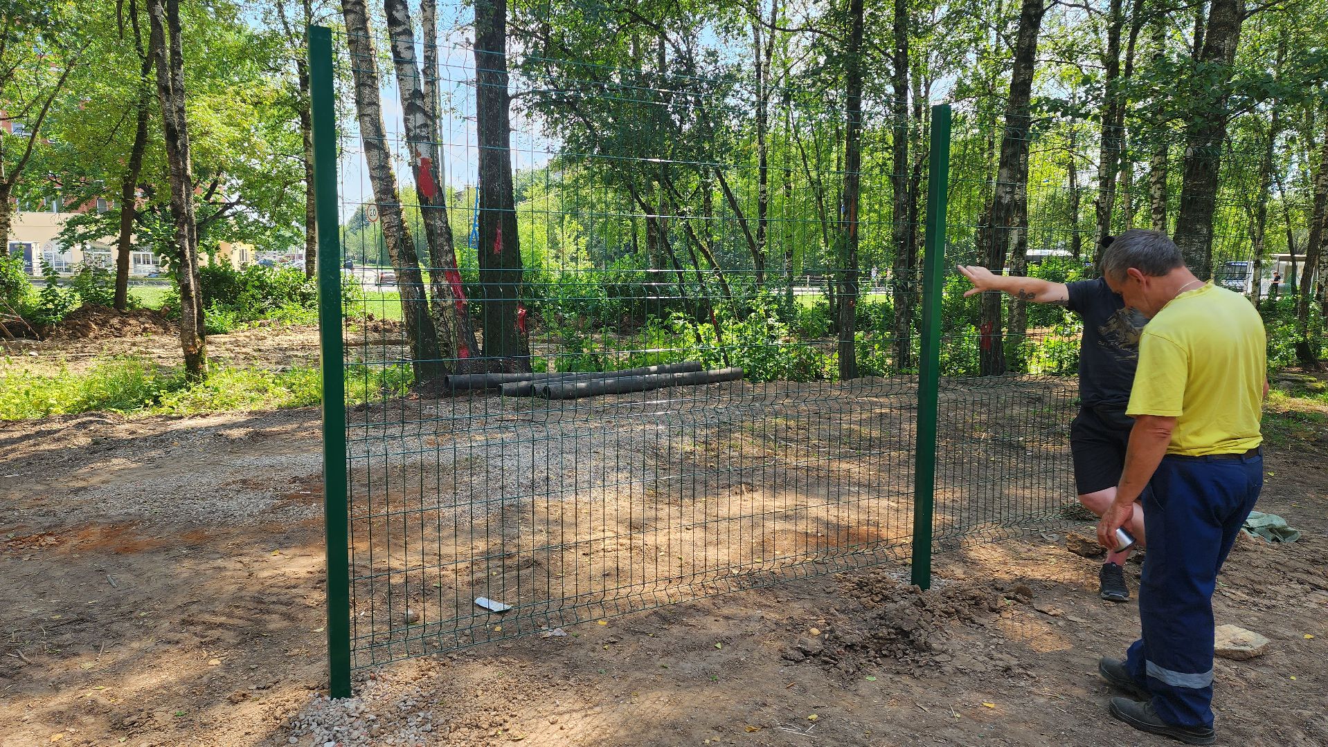 Парк, Установка забора, Лобня,