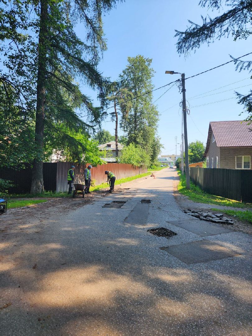 чехов, дорога, ремонт дорог, ямочный ремонт, поселок,