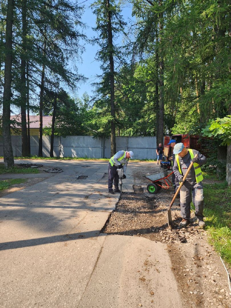 чехов, дорога, ремонт дорог, ямочный ремонт, поселок,