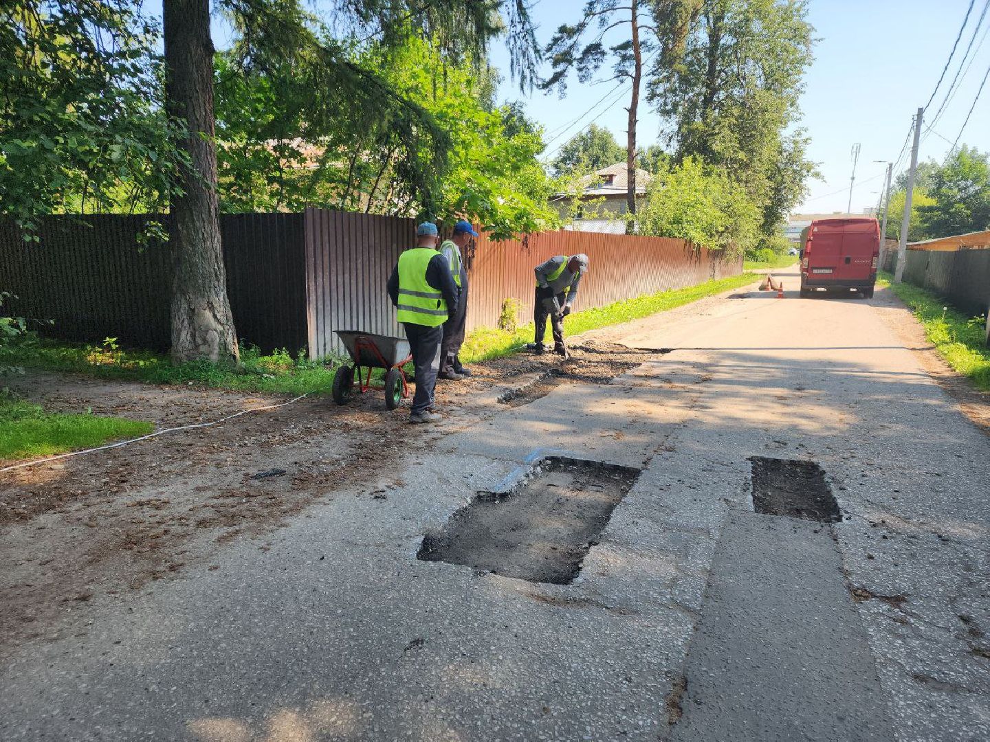 чехов, дорога, ремонт дорог, ямочный ремонт, поселок,