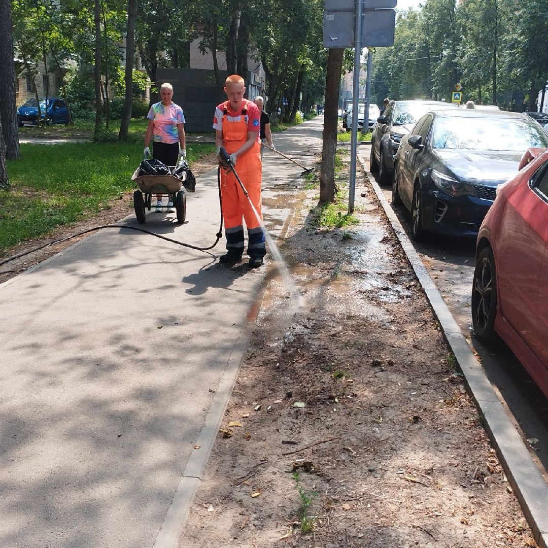 пушкино, благоустройство, газон, уборка мусора, жара, полив,