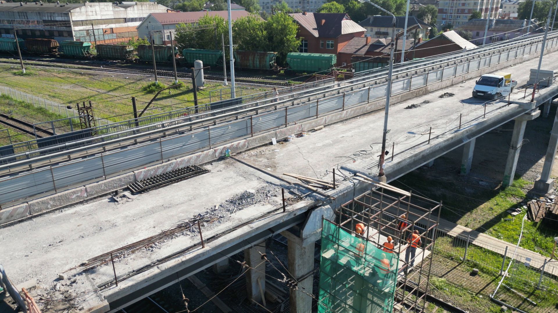 видео с коптера, воскресенск, путепровод, ремонт,