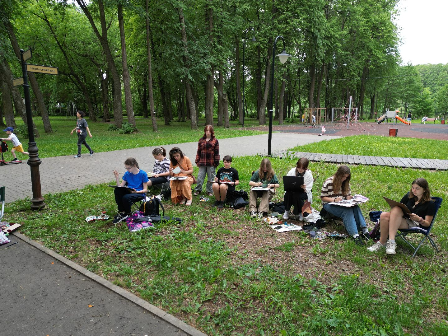 видео с коптера, парк,